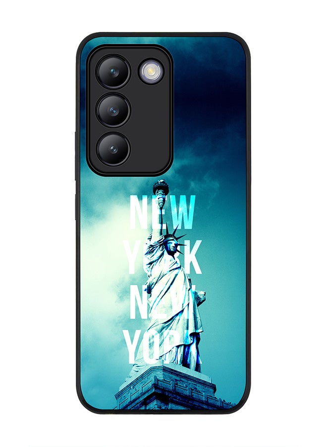 Stylizedd Rugged Black edge case for Vivo V30 Lite 5G, Slim fit Soft Case Flexible Rubber Edges Anti Drop TPU Gel Thin Cover -  New York New York - Image 1