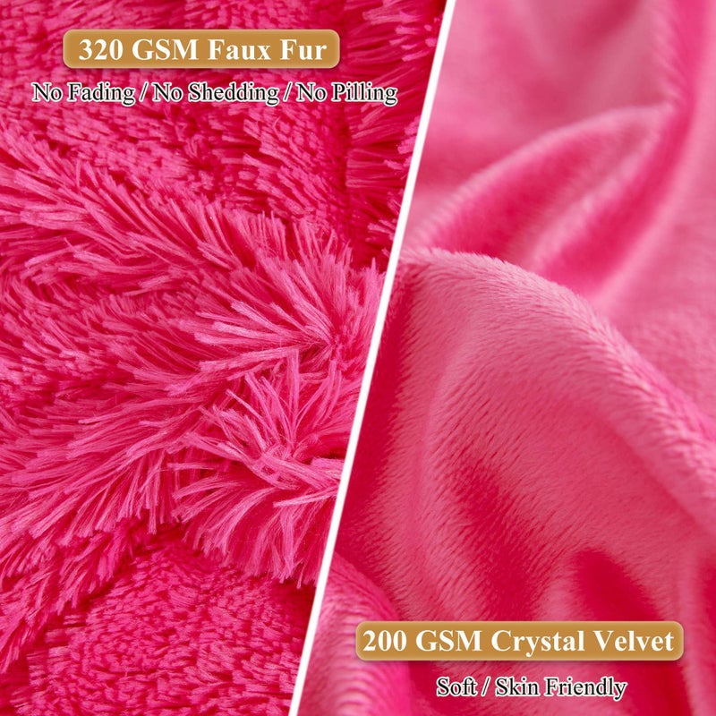 XeGe Faux Fur Throw Pillow Covers  Luxury Fluffy Plush Hot Pink Pillow Shams  Shaggy Furry Decorative Pillow Fuzzy Cushion Cover for Sofa Bed Couch  Zipper Closure  Pack of 2(18''x18''  Hot Pink) - Image 4
