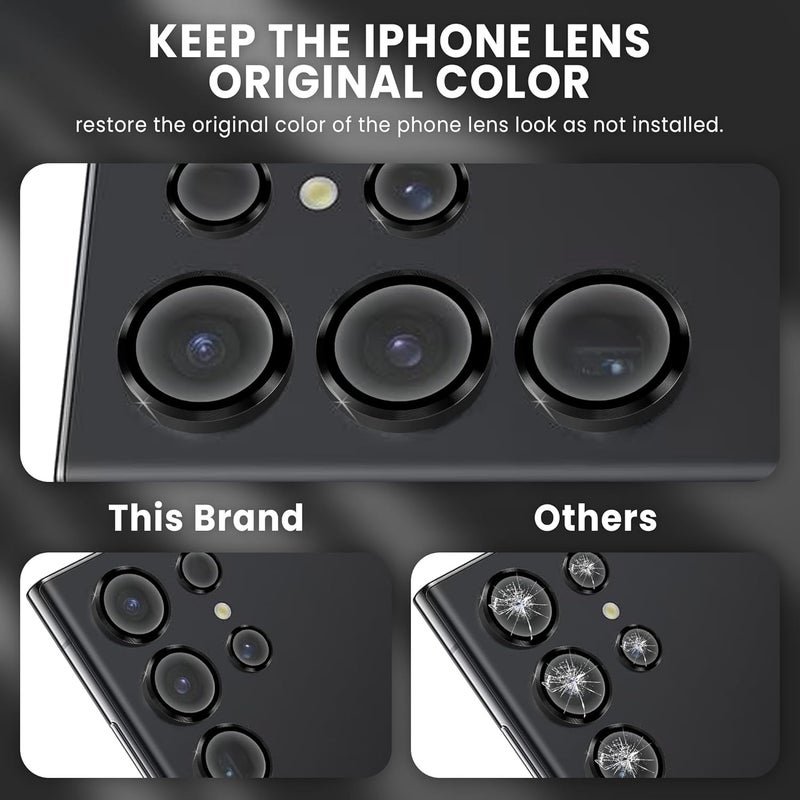 FIRST MART Camera Lens Protector for Samsung Galaxy S23 Ultra (6.8 Inches) Tough HD Individual Aluminum Alloy Lens Rings Cover, Scratch Resistant, Thin Lens Protection| Black, 1 Pack - Image 2