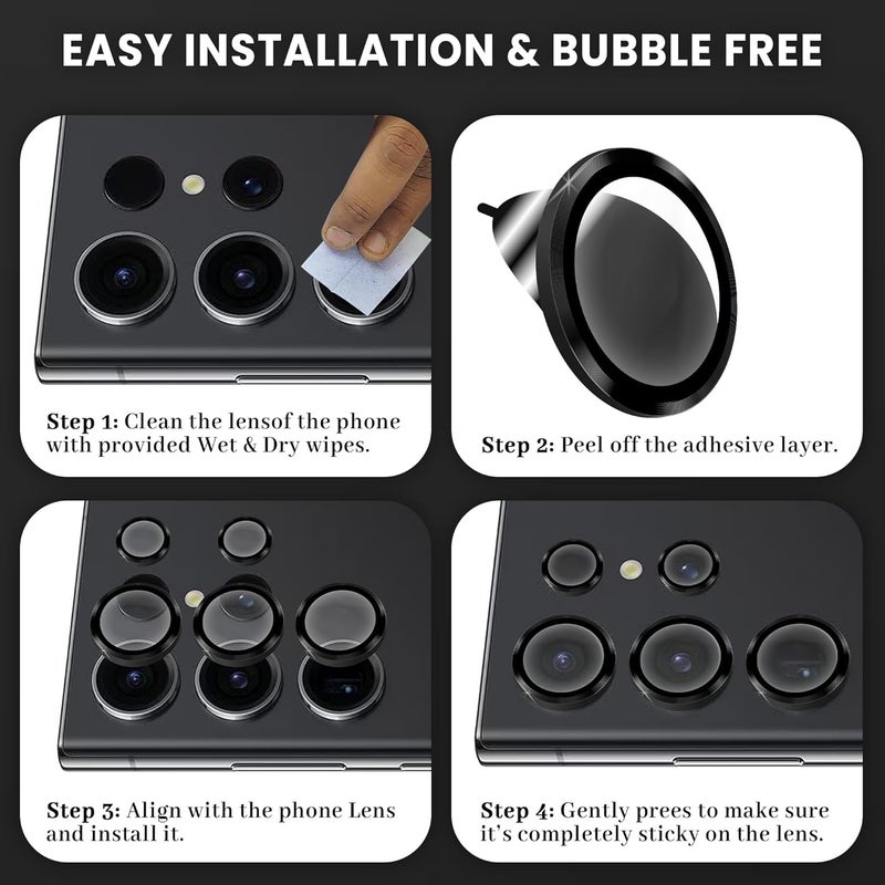 FIRST MART Camera Lens Protector for Samsung Galaxy S23 Ultra (6.8 Inches) Tough HD Individual Aluminum Alloy Lens Rings Cover, Scratch Resistant, Thin Lens Protection| Black, 1 Pack - Image 4