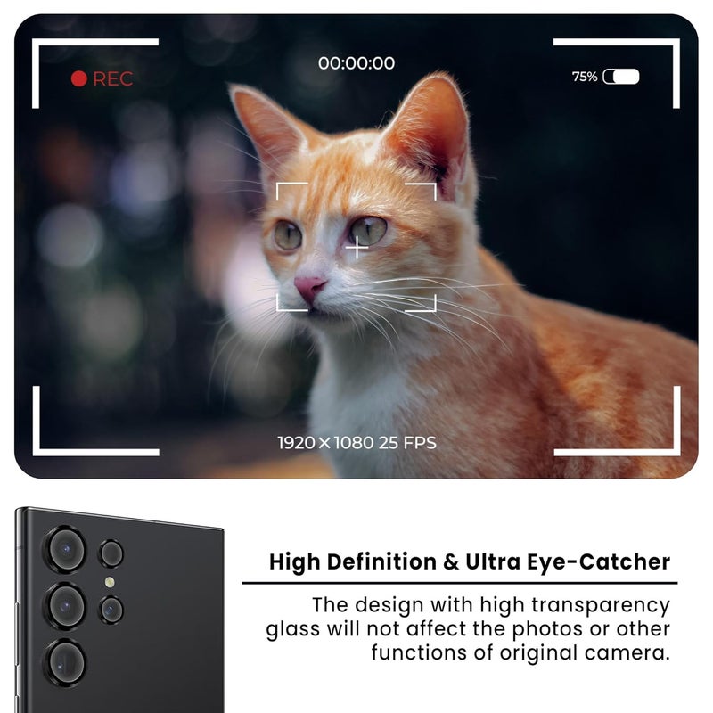 FIRST MART Camera Lens Protector for Samsung Galaxy S23 Ultra (6.8 Inches) Tough HD Individual Aluminum Alloy Lens Rings Cover, Scratch Resistant, Thin Lens Protection| Black, 1 Pack - Image 3