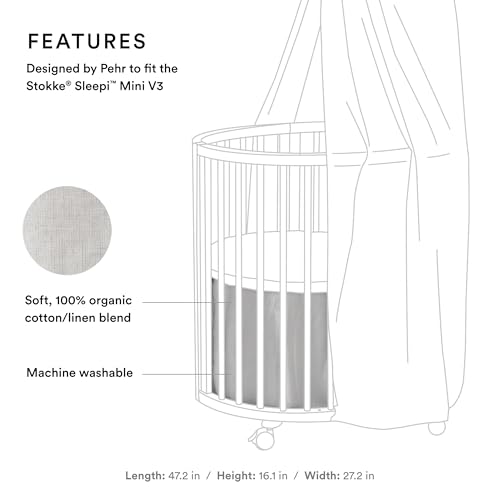 Stokke Sleepi Mini Bed Skirt by Pehr Grey Compatible with Stokke Sleepi Mini Available in Numerous Colors Machine Washable Soft Organic Cotton - Image 3
