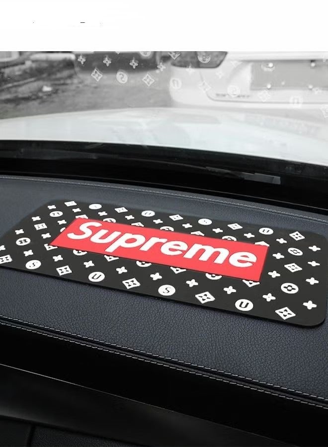 Generic Car Dashboard Anti-Slip Rubber Pad, Supreme Fashion Style Dashboard Decorations, Cool Car Accessories Interior, Universal Non-Slip Car Mat for Phones Sunglasses Keys and More Use  - Image 1