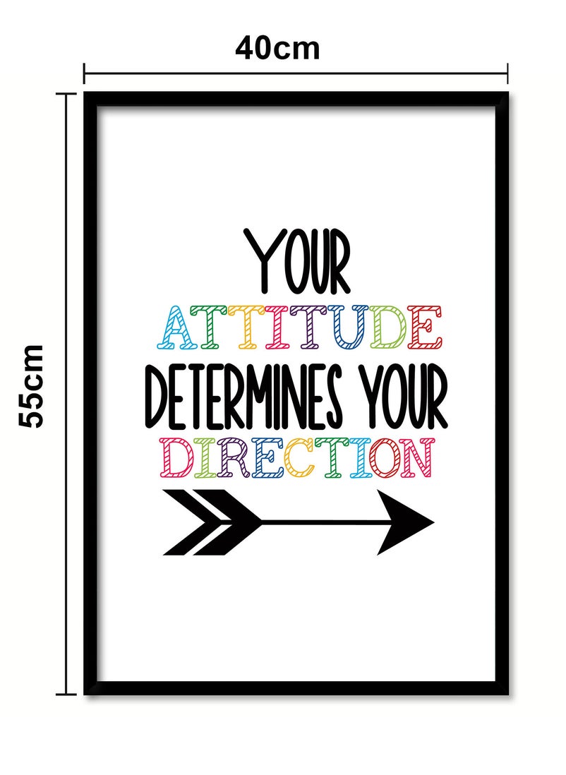 Spoil Your Wall - Wall Posters with Your Attitude Determines You Direction Motivational Quote and Black Frame - Wall Arts Home Décor Photo Frames - 40x55cm by Spoil Your Wall - Image 1