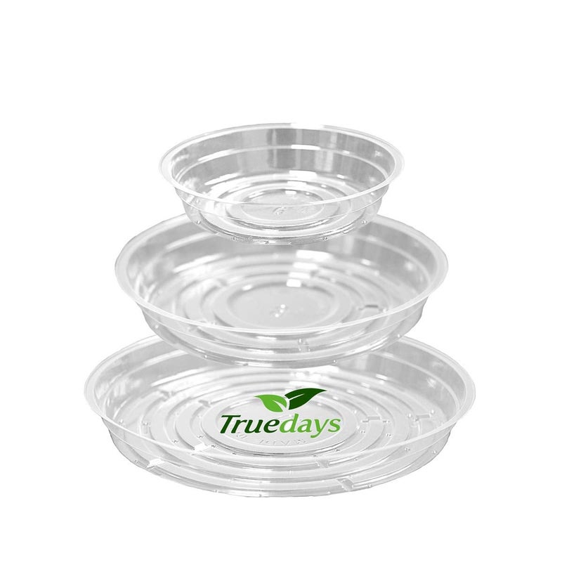 TRUEDAYS 15 Pack6 inch8inch10inch Clear Plant Saucers Flower Pot Tray Excellent for Indoor Outdoor Plants
