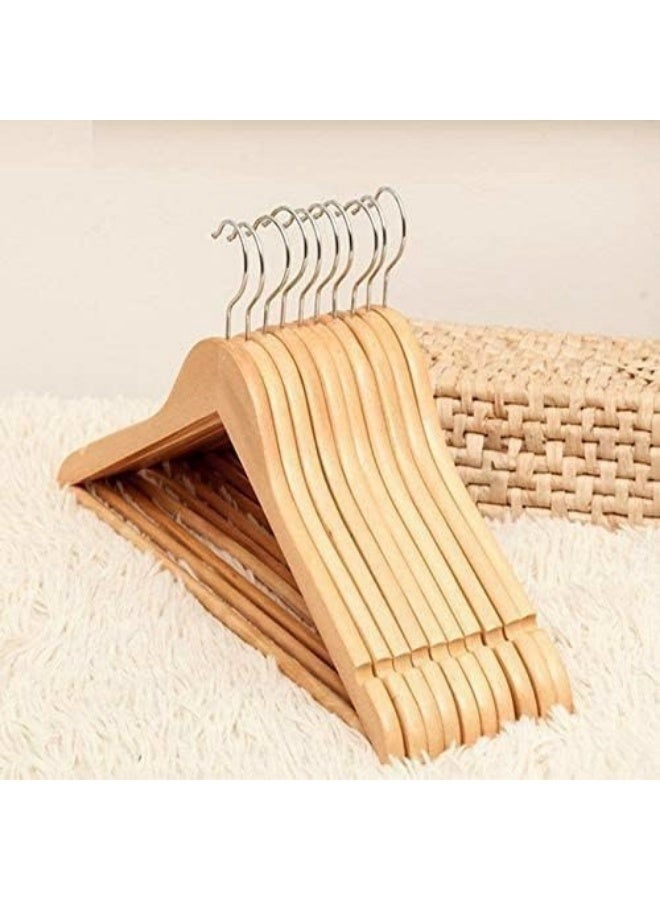 Golden Arrows Wooden Clothes Hangers (10 Pack) - Clothes Hanger - Durable Slim Hanger Set with 360 Degree Rotating Hook for Coats and Suits - Wooden Hanger with Shoulder Grooves for an Organized Closet - Strong Shoulder Grooves for Wardrobe - Premium Wooden Clothes Hangers - Image 1