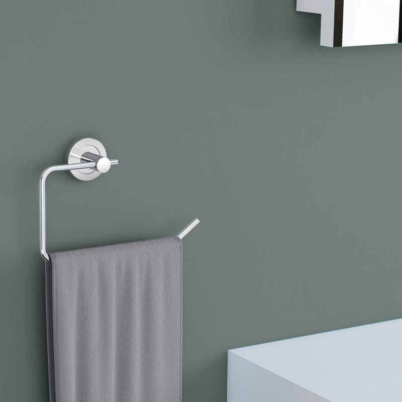 Planet Stainless Steel Towel Ring for Bathroom/Wash Basin/Napkin-Towel Hanger/Bathroom Accessories (Chrome, Half Square, Pack of 3) - Image 2