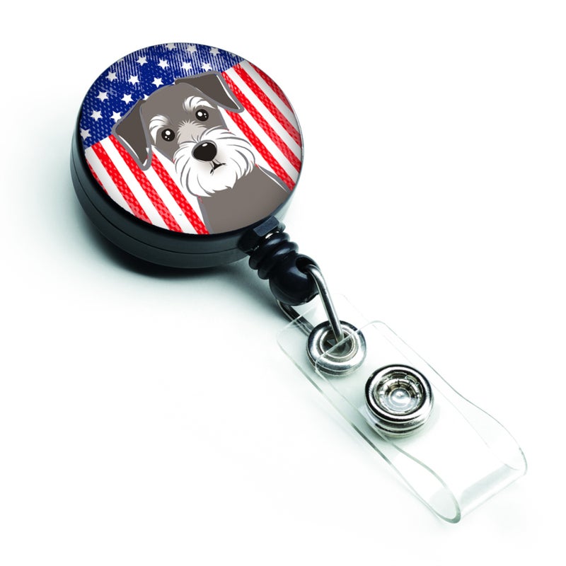 ""Caroline's Treasures American Flag and Schnauzer Retractable Badge Reel  Multicolor (BB2136BR)""