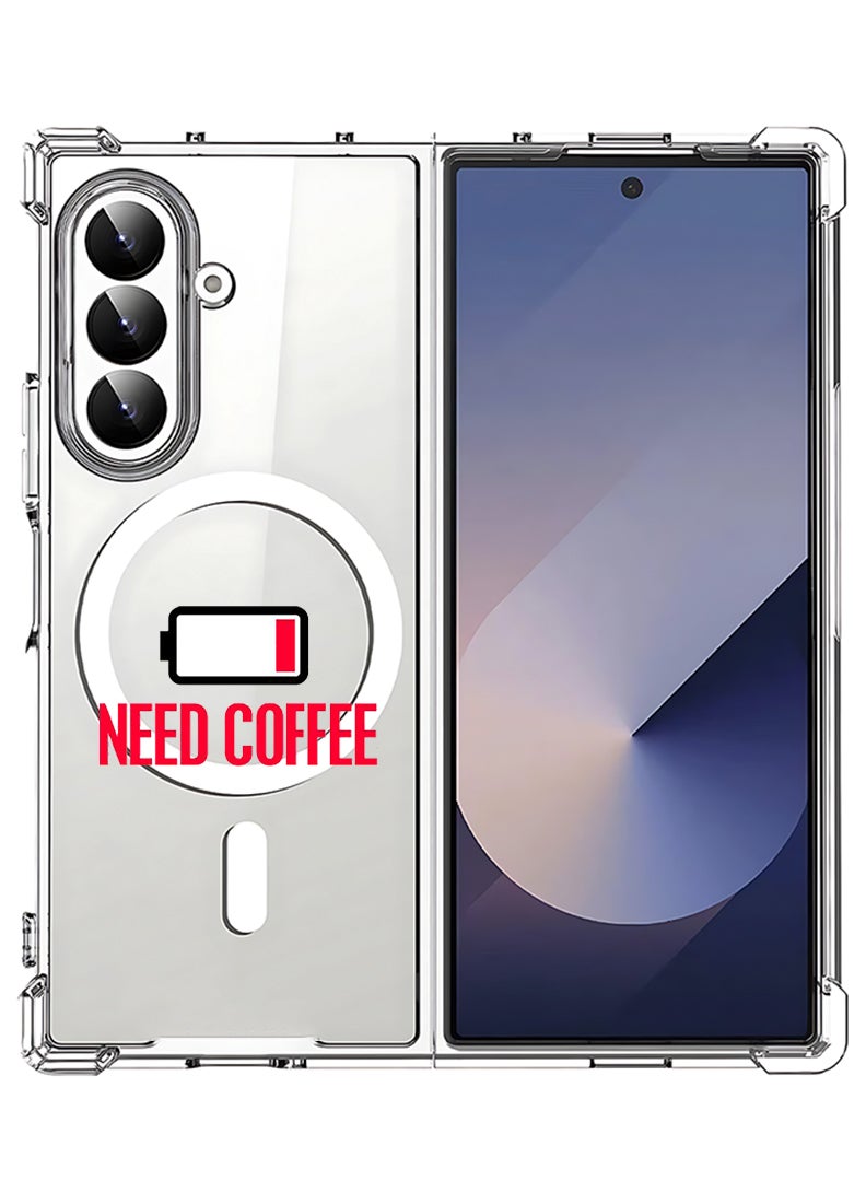 Theodor Magnetic Case for Samsung Galaxy Z Fold 7 Compatible with MagSafe Wireless Charging, Shockproof Phone Bumper Cover Need Coffee - Image 1