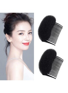 Bamboo 2Pcs Sponge Bump It Up Volume Hair Base Set Charming Bump It Up Volume Inserts Hair Stick Bun Maker Bun Shaper Hair Bump Up Comb Styling Insert Tool Hair Pad Accessories(Black) 