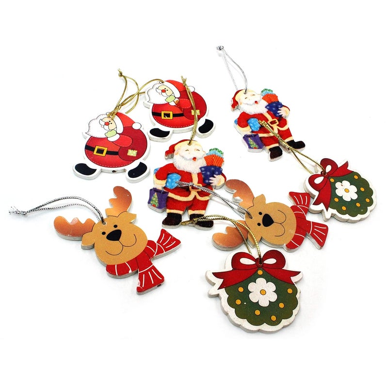 Jades Christmas Wooden Tree Ornaments Set of 8 - Image 1