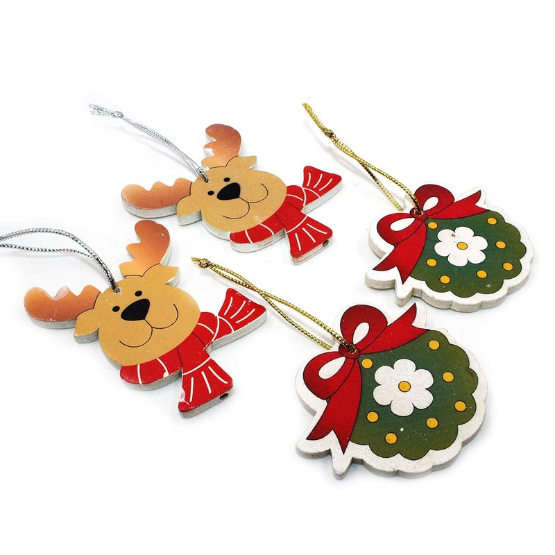 Jades Christmas Wooden Tree Ornaments Set of 8 - Image 3