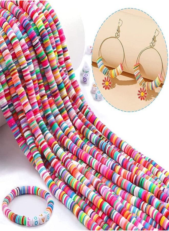 asmat Clay Beads Colorful Round Handmade Heishi Beads Polymer Flat Beads for Necklace Jewelry Bracelet Earring Pendant Anklet Craft Making  - Image 3