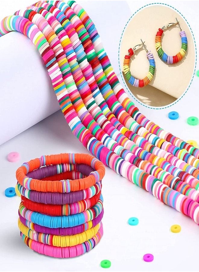 asmat Clay Beads Colorful Round Handmade Heishi Beads Polymer Flat Beads for Necklace Jewelry Bracelet Earring Pendant Anklet Craft Making  - Image 2