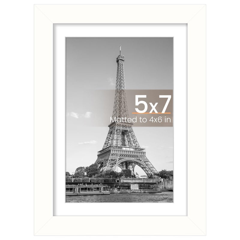 أبس سيمبلز upsimples 5x7 إطار الصورة عرض الصور 4x6 مع حصيرة أو 5x7 بدون حائط معلق إطار صورة أبيض 1 حزمة - Image 1