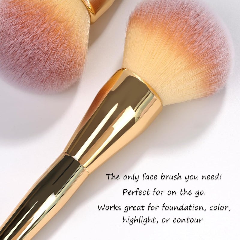 Daubigny Powder Brush, Large Powder Brush Flat Arched Premium Durable Kabuki Makeup Brush Perfect For Blending Liquid,Cream and Flawless Powder,Buffing, Blending,Concealer (Gold) - Image 3