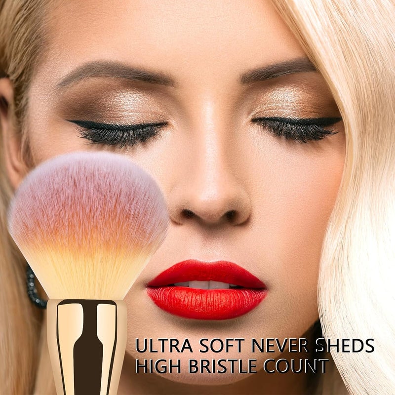 Daubigny Powder Brush, Large Powder Brush Flat Arched Premium Durable Kabuki Makeup Brush Perfect For Blending Liquid,Cream and Flawless Powder,Buffing, Blending,Concealer (Gold) - Image 4
