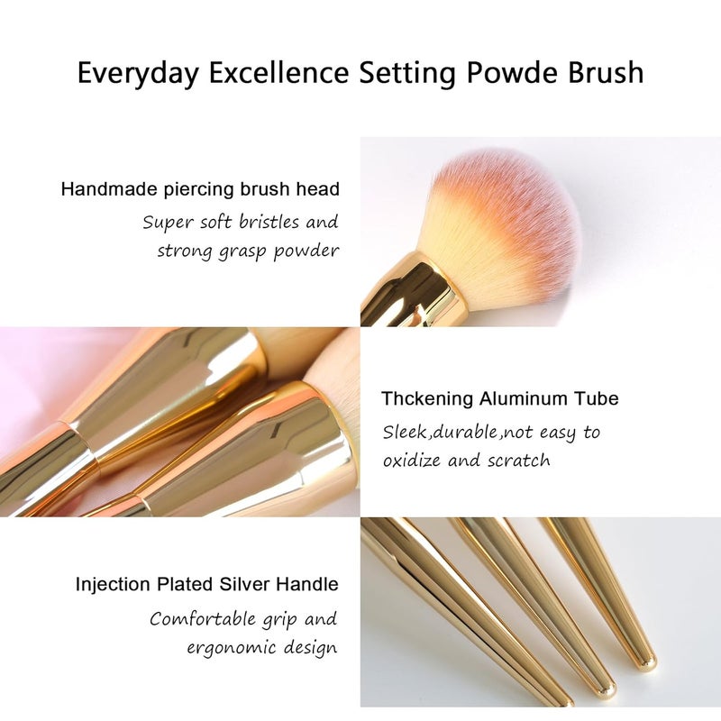 Daubigny Powder Brush, Large Powder Brush Flat Arched Premium Durable Kabuki Makeup Brush Perfect For Blending Liquid,Cream and Flawless Powder,Buffing, Blending,Concealer (Gold) - Image 5
