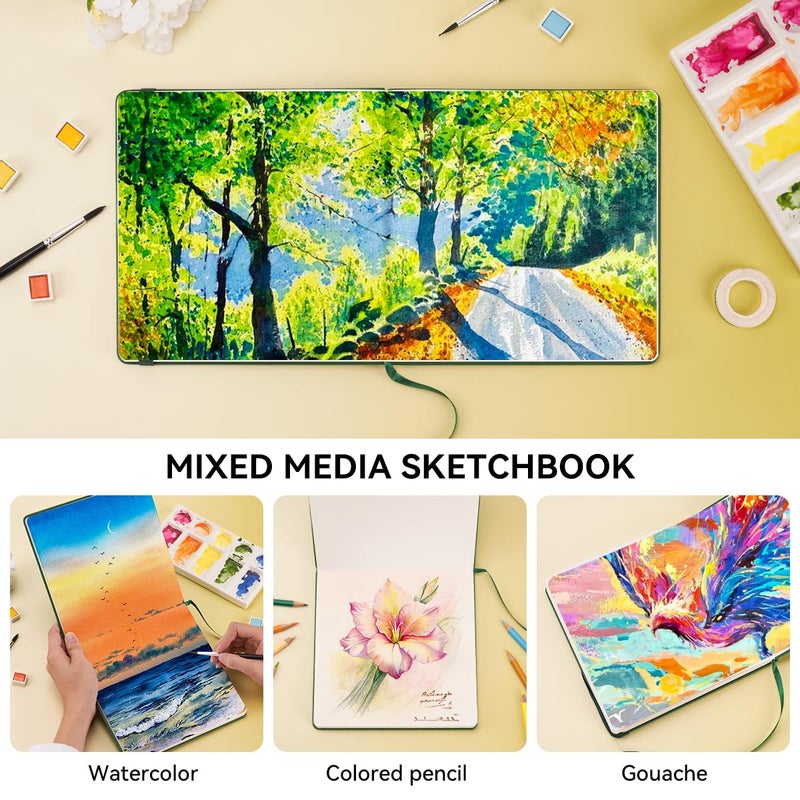Lightwish Square Watercolor Journal, 100% Cotton Hot Press Watercolor Paper Sketchbook 7.48â€ x 7.48â€, 20 Sheets (140lb/300gsm), Acid-Free for Watercolors, Gouache, Acrylics - Image 3
