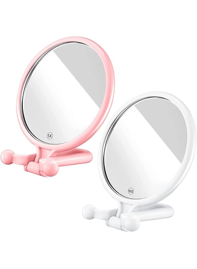 erorex 2 Pcs 1 5X And 1 10X Folding Magnifying Mirror Double Sided Magnifying Makeup Mirror Portable Cosmetic Hand Mirror With Magnification Pedestal Adjustable Magnified Mirror Hand Held - Image 1