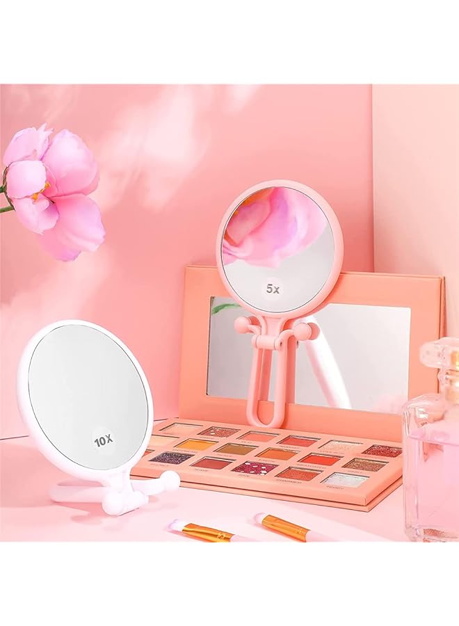 erorex 2 Pcs 1 5X And 1 10X Folding Magnifying Mirror Double Sided Magnifying Makeup Mirror Portable Cosmetic Hand Mirror With Magnification Pedestal Adjustable Magnified Mirror Hand Held - Image 2