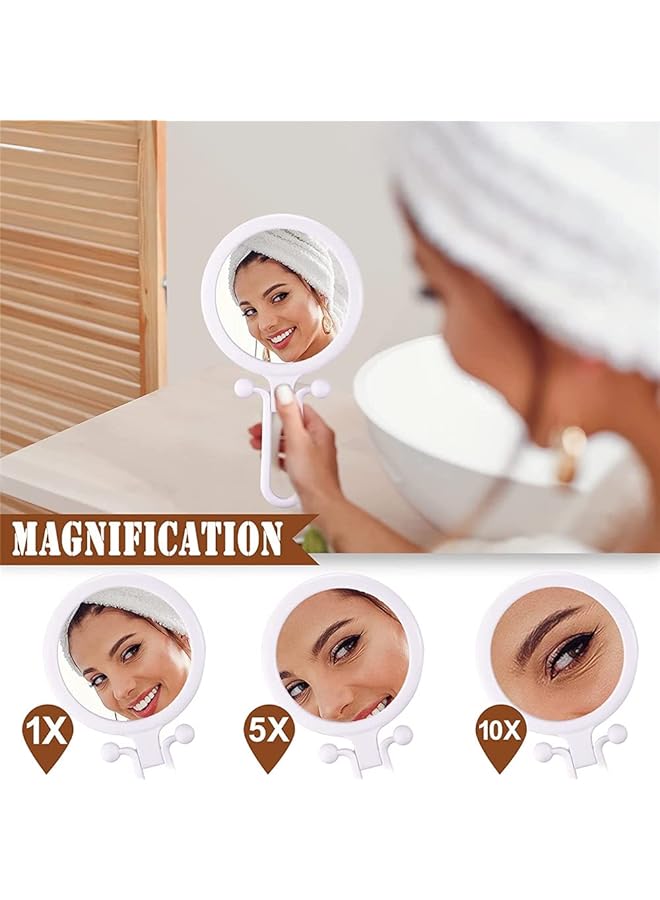 erorex 2 Pcs 1 5X And 1 10X Folding Magnifying Mirror Double Sided Magnifying Makeup Mirror Portable Cosmetic Hand Mirror With Magnification Pedestal Adjustable Magnified Mirror Hand Held - Image 4