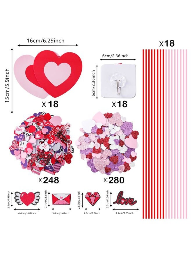 TINYFUTURE 16 Sets DIY Valentine's Day Foam Wreath Crafts Kits Decorations Self Adhesive Heart Sticker Love Heart Letter Shiny Sticker for Kids Party Favors Fun Classroom Home Activities - Image 2