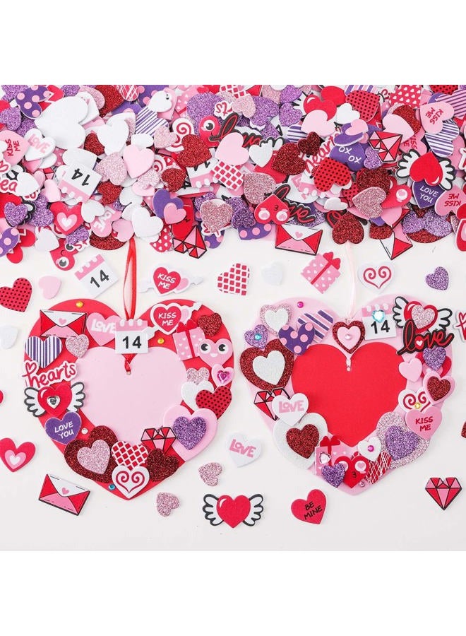 TINYFUTURE 16 Sets DIY Valentine's Day Foam Wreath Crafts Kits Decorations Self Adhesive Heart Sticker Love Heart Letter Shiny Sticker for Kids Party Favors Fun Classroom Home Activities - Image 1
