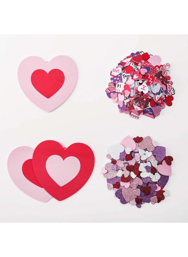 TINYFUTURE 16 Sets DIY Valentine's Day Foam Wreath Crafts Kits Decorations Self Adhesive Heart Sticker Love Heart Letter Shiny Sticker for Kids Party Favors Fun Classroom Home Activities - Image 4