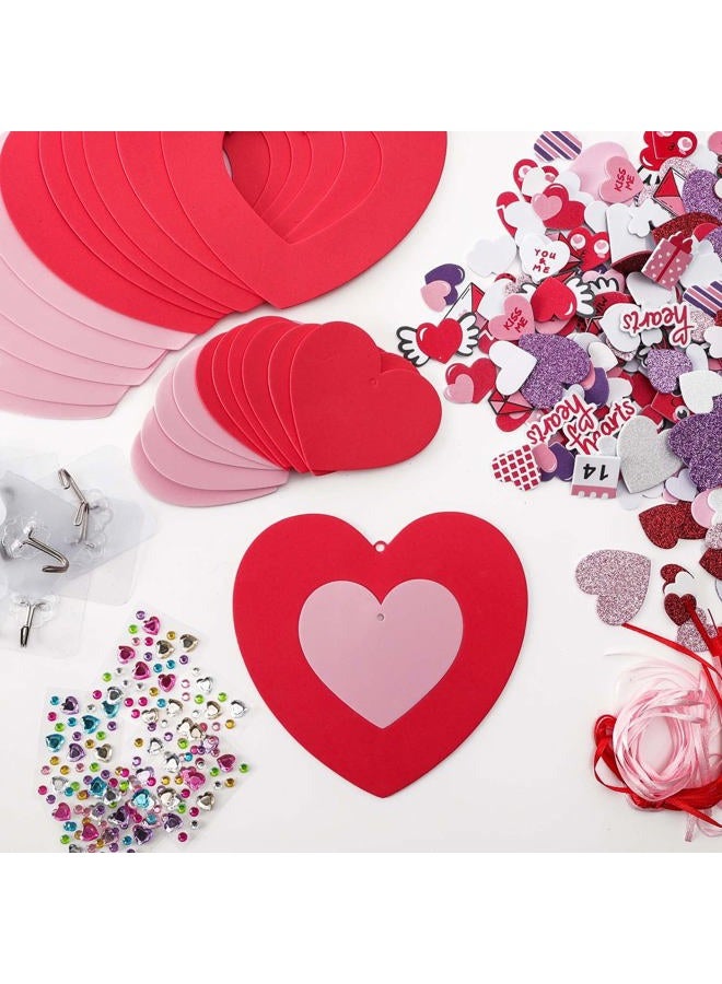 TINYFUTURE 16 Sets DIY Valentine's Day Foam Wreath Crafts Kits Decorations Self Adhesive Heart Sticker Love Heart Letter Shiny Sticker for Kids Party Favors Fun Classroom Home Activities - Image 3