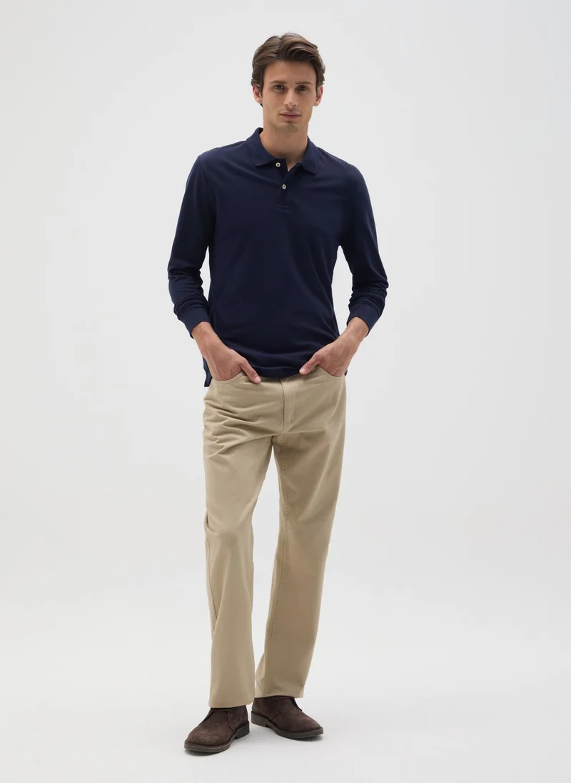 او في اس OVS Men'S Regular Fit Blue Cotton Polo Shirt