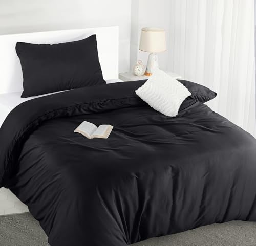 Utopia Bedding Single Duvet Cover Sets  Soft Microfibre Polyester Duvet Cover with Pillow case  Bedding Quilt Cover Set Black