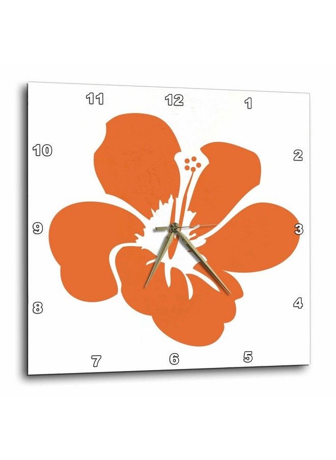 3DROSE - Dpp_54493_2 Orange Hibiscus Flower Hawaiian Floral Tropical Art Wall Clock 13 By 13Inch - Image 1