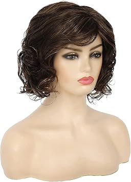 Baruisi Short Brown Wigs for Women Short Curly Fluffy Synthetic Hair Wig Natural Layered Cosplay Costume Wigs - Image 2