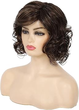 Baruisi Short Brown Wigs for Women Short Curly Fluffy Synthetic Hair Wig Natural Layered Cosplay Costume Wigs - Image 3