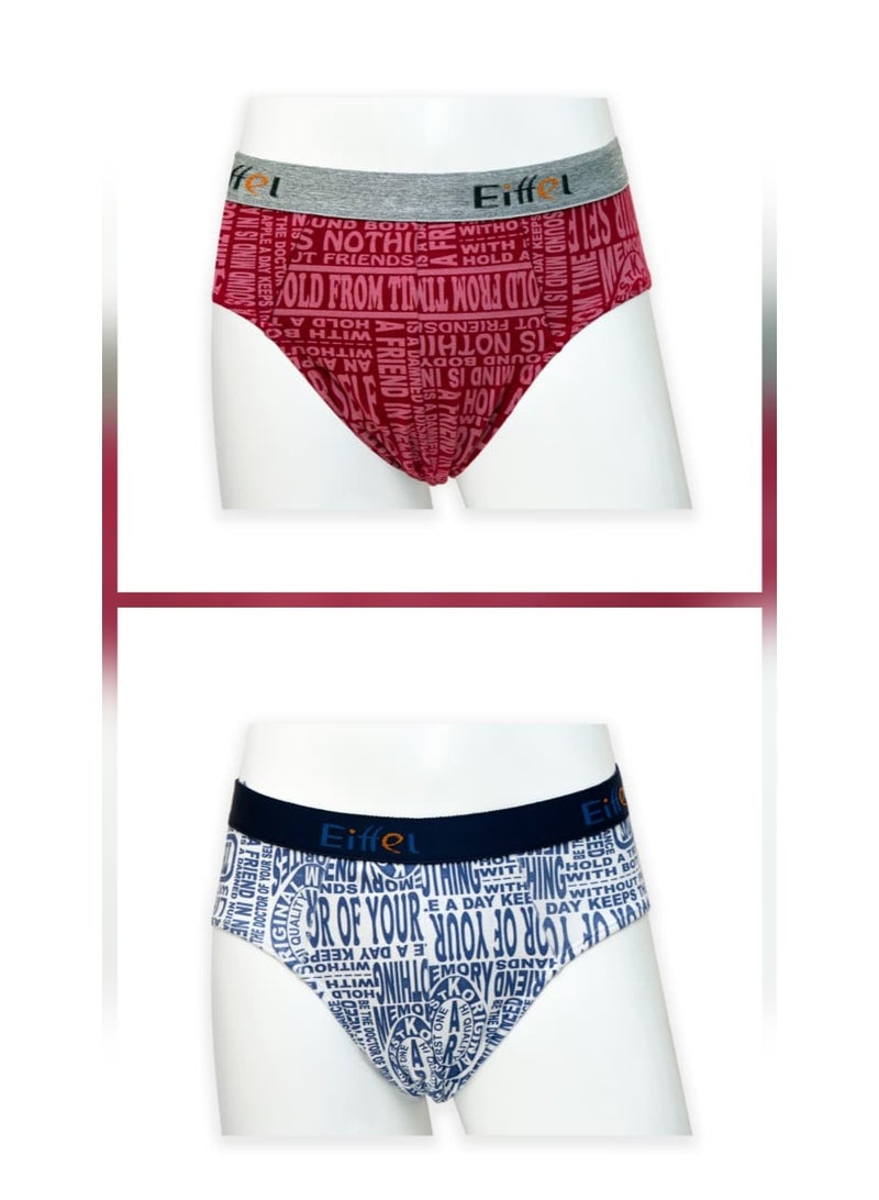 Eiffel Men's Cotton Brief – 95% Premium Syrian Cotton 5% Lycra, Soft Breathable Comfortable Fit, Multi-Color,2Pieces - Image 3