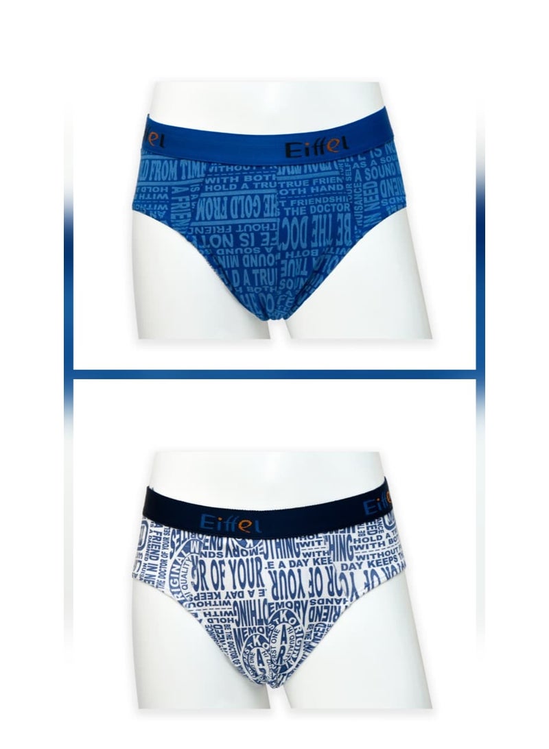 Eiffel Men's Cotton Brief – 95% Premium Syrian Cotton 5% Lycra, Soft Breathable Comfortable Fit, Multi-Color,2Pieces - Image 2