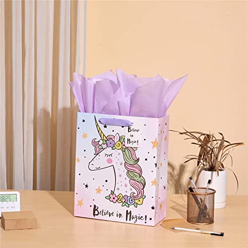 Bobobag 13" Large Gift Bag with Tissue Paper for Girls happy Birthday gift bags (Unicorn) - Image 3
