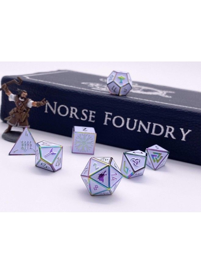 Norse Foundry Set Of 7 Ice Storm Norse Series Full Metal Polyhedral Dice Rpg Math Games Dnd Pathfinder … - Image 3