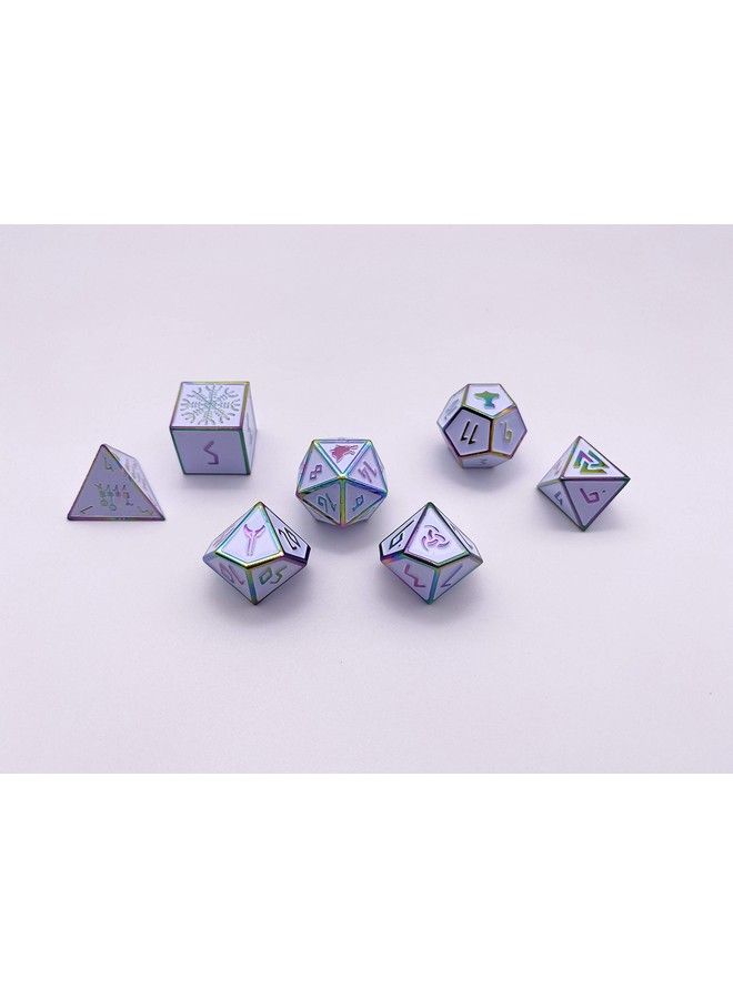 Norse Foundry Set Of 7 Ice Storm Norse Series Full Metal Polyhedral Dice Rpg Math Games Dnd Pathfinder … - Image 4