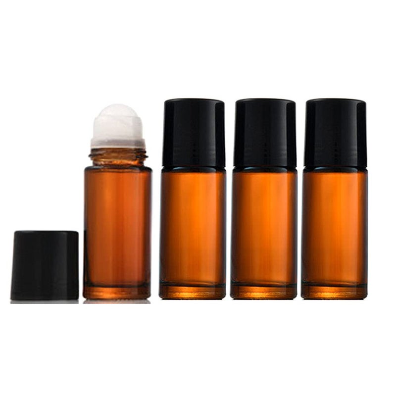 Wresty 1.7 Oz/50ml Glass Roll On Bottles - Leak-Proof DIY Deodorant Container Amber Glass Roller Bottles For Essential Oils, Perfume, Cosmetics, Sunscreen, Moisturizer - Image 1