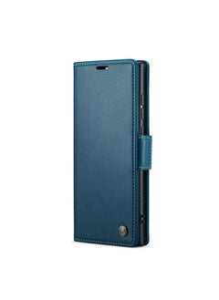CaseMe Flip Wallet Case For Samsung Galaxy S24 Ultra, [RFID Blocking] PU Leather Wallet Flip Folio Case with Card Holder Kickstand Shockproof Phone Cover (Blue)  - Image 2