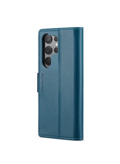 CaseMe Flip Wallet Case For Samsung Galaxy S24 Ultra, [RFID Blocking] PU Leather Wallet Flip Folio Case with Card Holder Kickstand Shockproof Phone Cover (Blue)  - Image 3