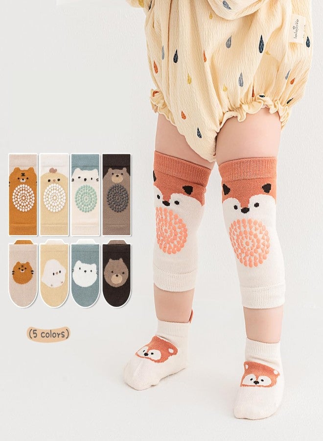 Feidoog Baby Crawling Knee Pads with Anti-Slip Elastic 3 Pairs Knee Pads and 3 Pairs Socks Set,Infant Kneepads for Crawling,Yellow+Blue+Brown,M 1-3 Years - Image 5