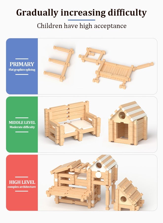 Wooden Building Blocks Set Blocks Classic Kids Toys, Colored Wood For Toddlers Ages 2+ Intellectual Development Toys - Image 3