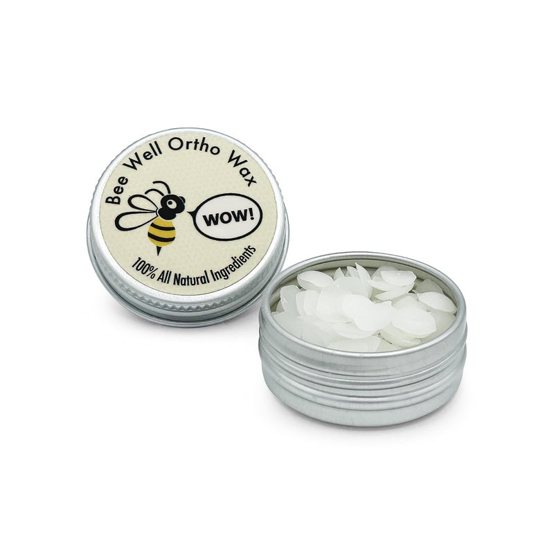 Bee Well Ortho Wax Pure All Natural Extra Firm Braces Wax Protect Prevent Relieve Orthodontic Braces Discomfort Mouth Pain Aluminum Jar 75 Pieces of Wax for Braces