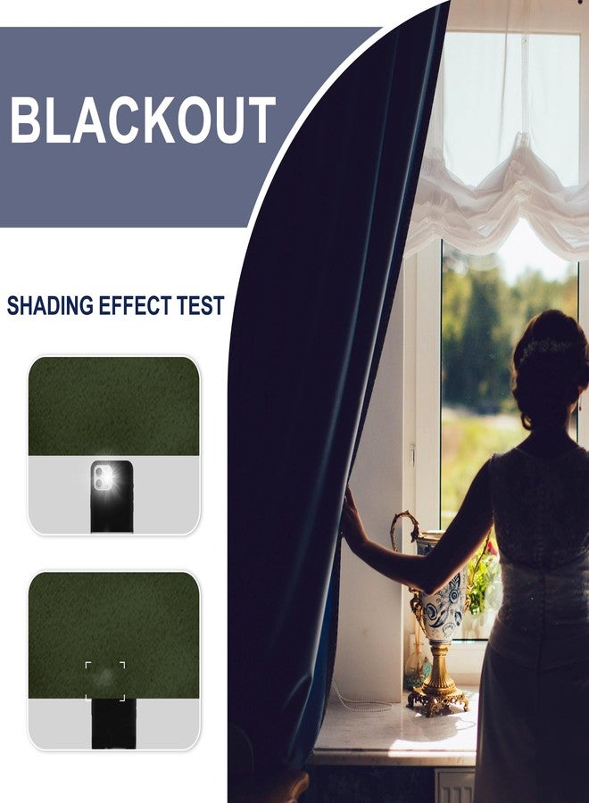 JIUZHEN Blackout Curtains for Bedroom - Thermal Insulated,Noise Reducing Room Darkening Privacy Rod Pocket Drapes for Living Room, Set of 2 Panels with Tiebacks, 42 x 63 inches Long, Olive Green - Image 2