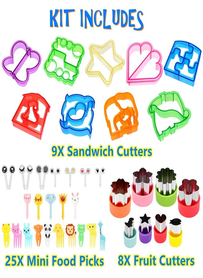 FUNGYAND Sandwich Bread Cutter Set, 45 in 1 Bento Lunch Box Accessories Kit Includes Fruit Cutter, Animal Food Picks, Rice Ball Maker, Easy to Use - Image 2