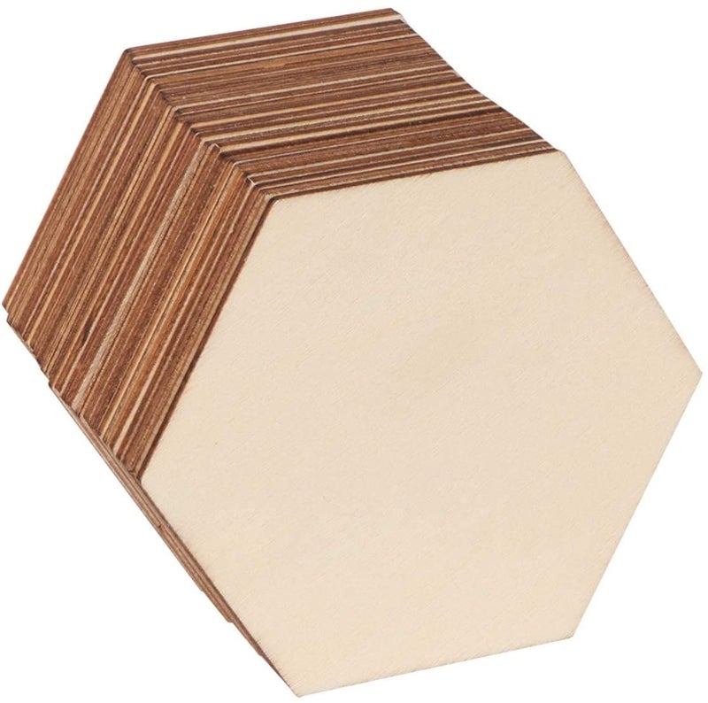 Snoogg MDF Wood for Art and Craft for Resin Art Mandala Model Building Home Dcor Painting Student Project DIY Plaque Shape Hexagon Size 4 Inch Pack of 40 - Image 2