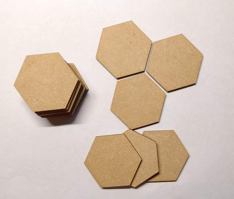 Snoogg MDF Wood for Art and Craft for Resin Art Mandala Model Building Home Dcor Painting Student Project DIY Plaque Shape Hexagon Size 4 Inch Pack of 40 - Image 3